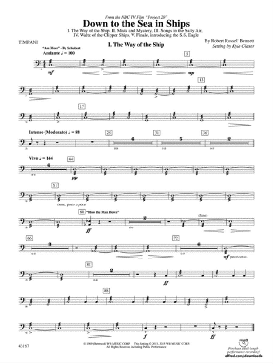 Down to the Sea in Ships (from the NBC TV Film Project 20): Timpani Concert Band scores gallery preview page 1