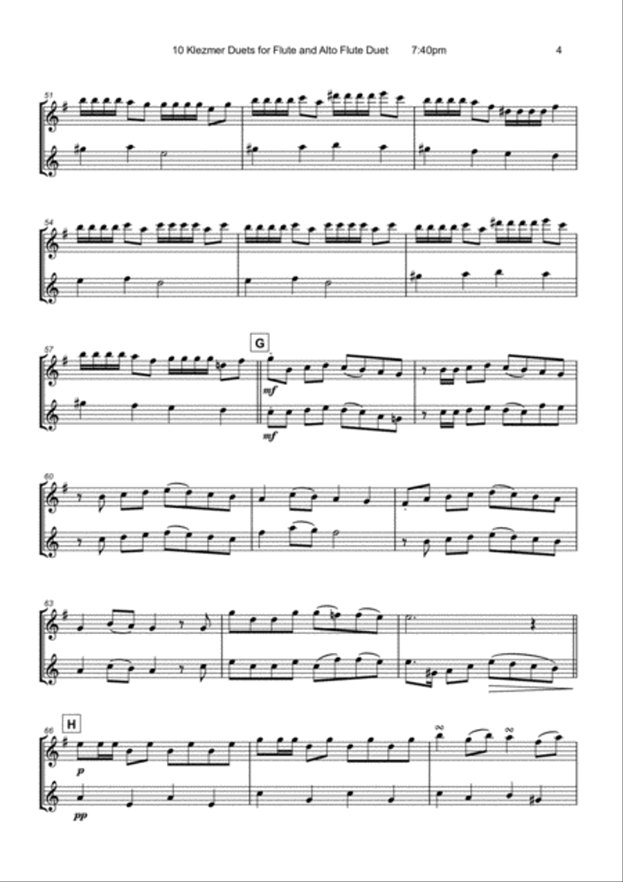 10 Klezmer Duets for Flute and Alto Flute Woodwind Duet scores gallery preview page 6