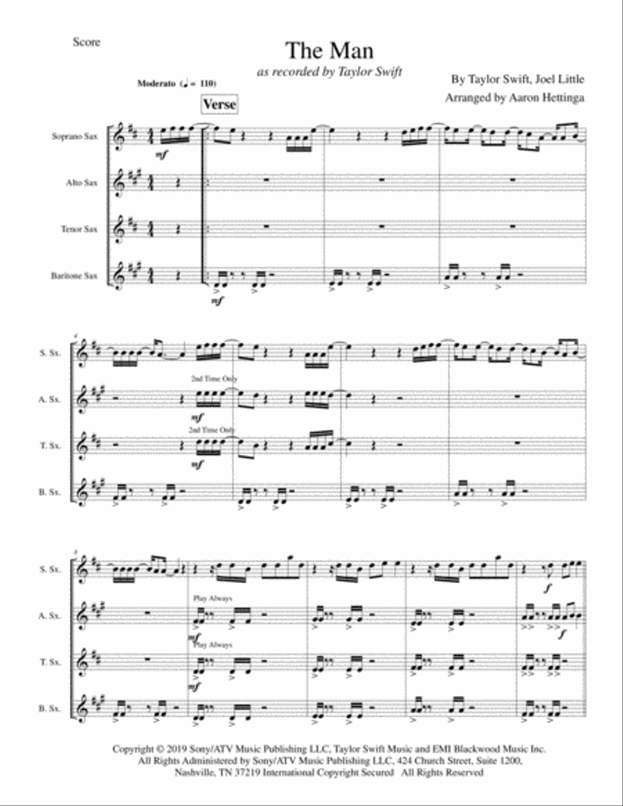 The Man The Man Saxophone Quartet scores gallery preview page 3