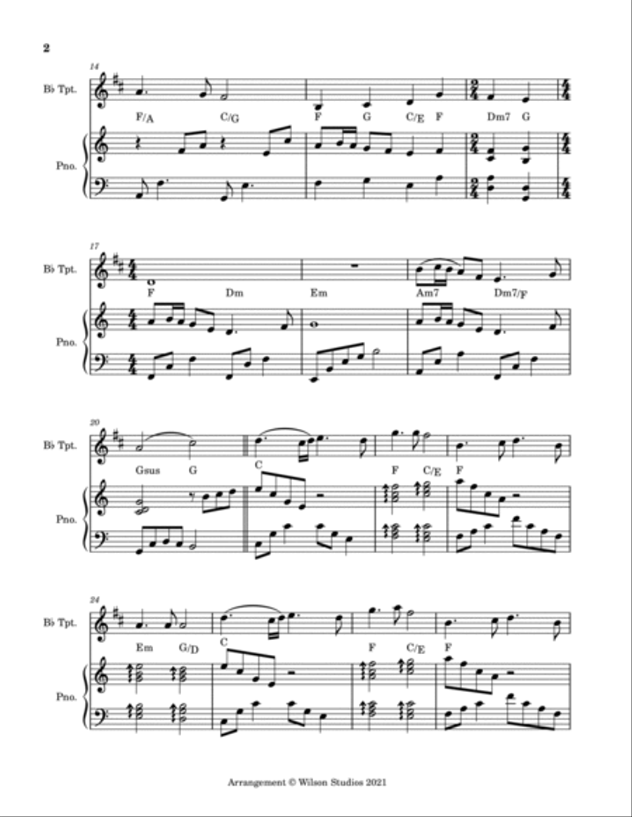 For the Beauty of the Earth--trumpet solo Trumpet Solo scores gallery preview page 2
