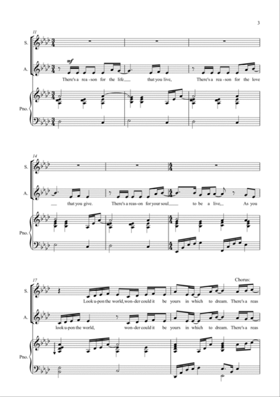There's a Reason There's a Reason Piano, Vocal scores gallery preview page 3