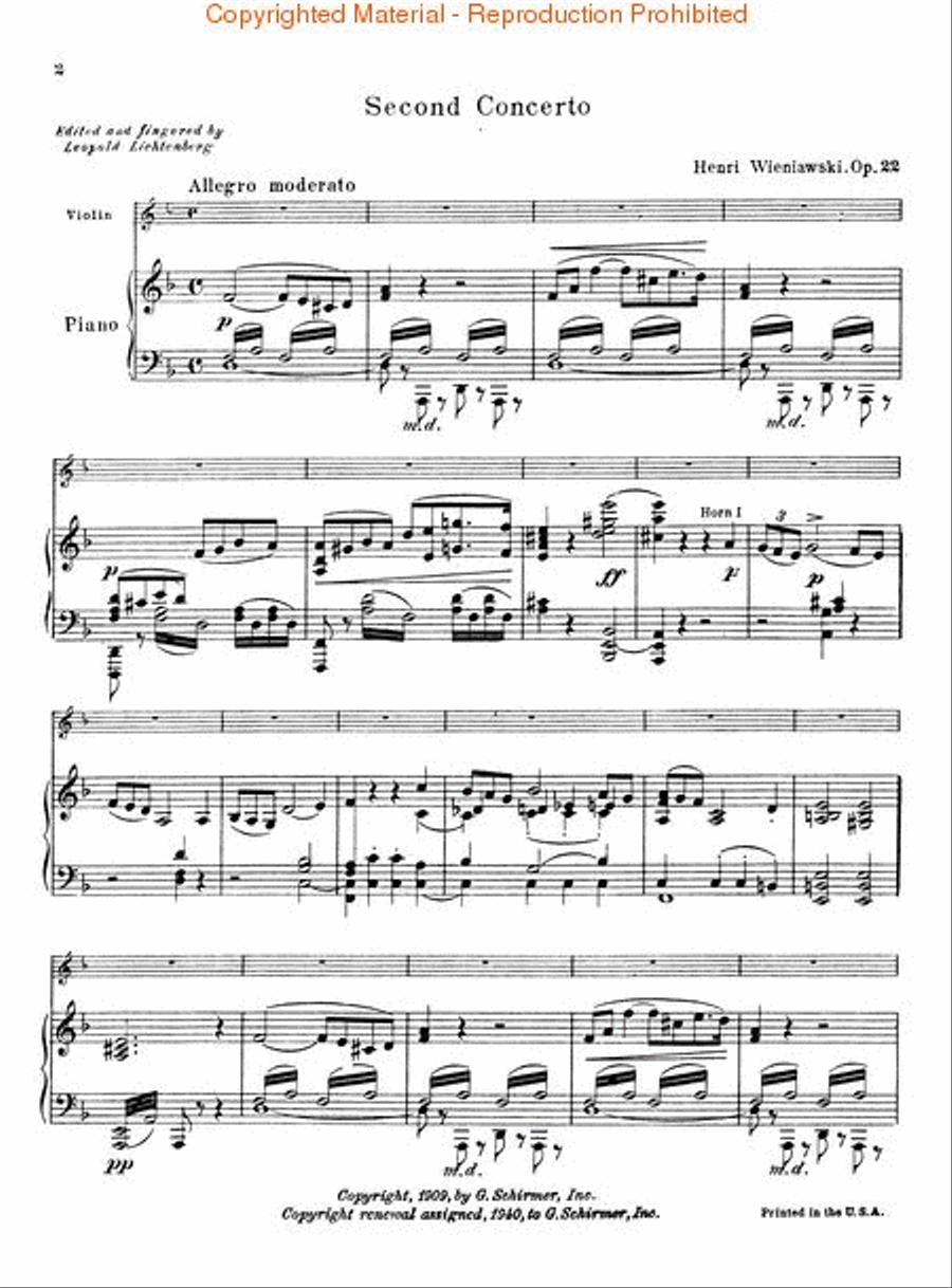 Second Concerto in D Minor, Op. 22 Orchestra scores gallery preview page 2