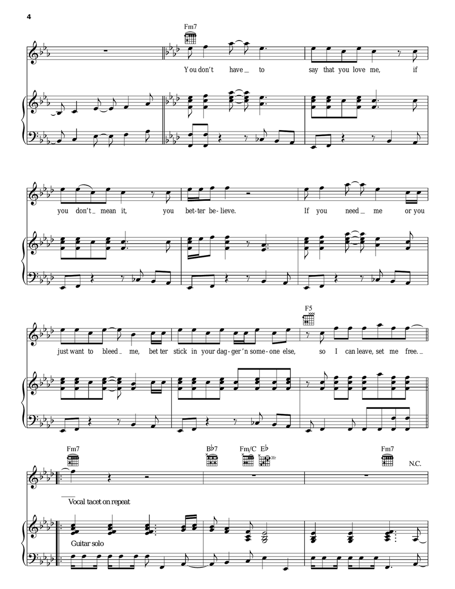Freedom Freedom Piano, Vocal, Guitar scores gallery preview page 4