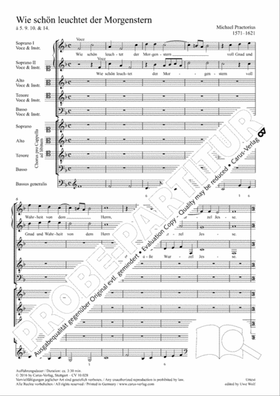 How brightly beams the morning star (Wie schon leuchtet der Morgenstern) SSATB scores gallery preview page 6