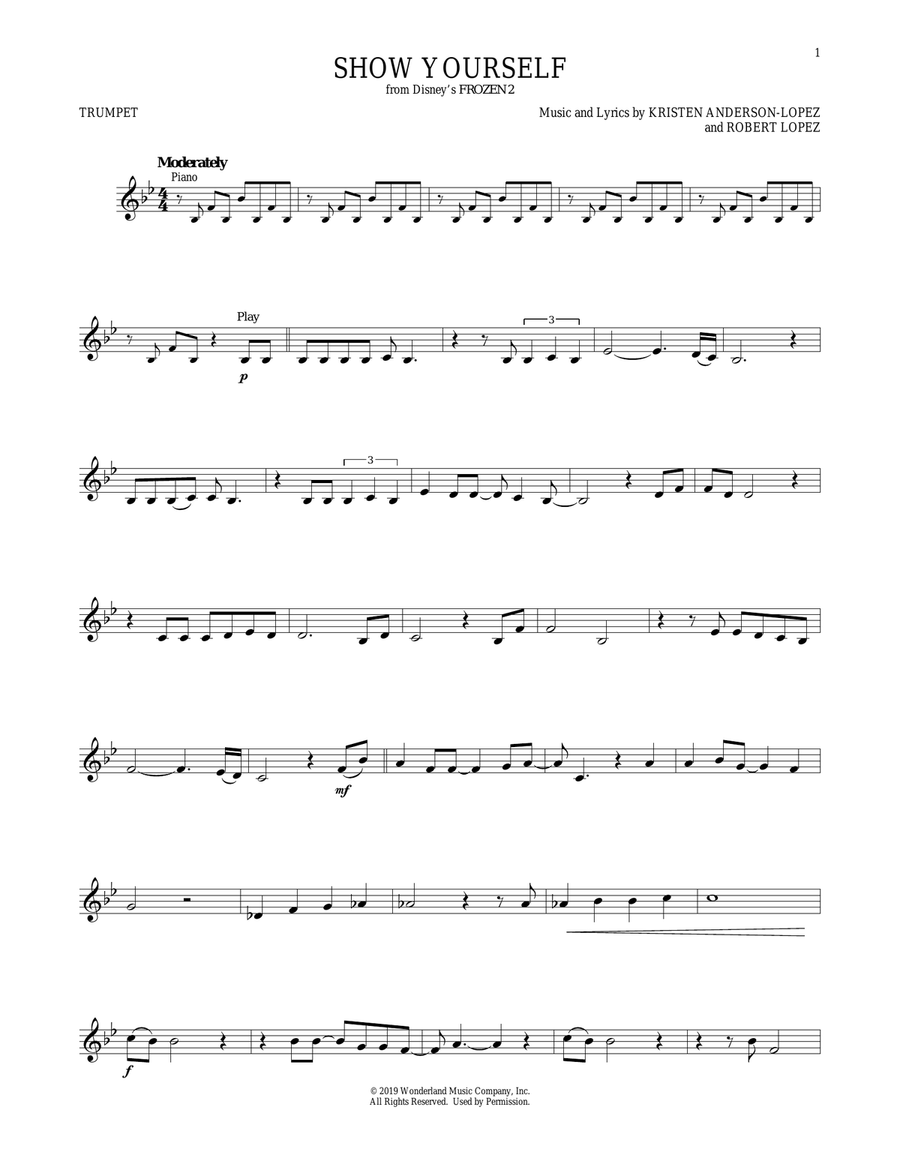 Show Yourself (from Disney's Frozen 2) Trumpet Solo scores gallery preview page 1