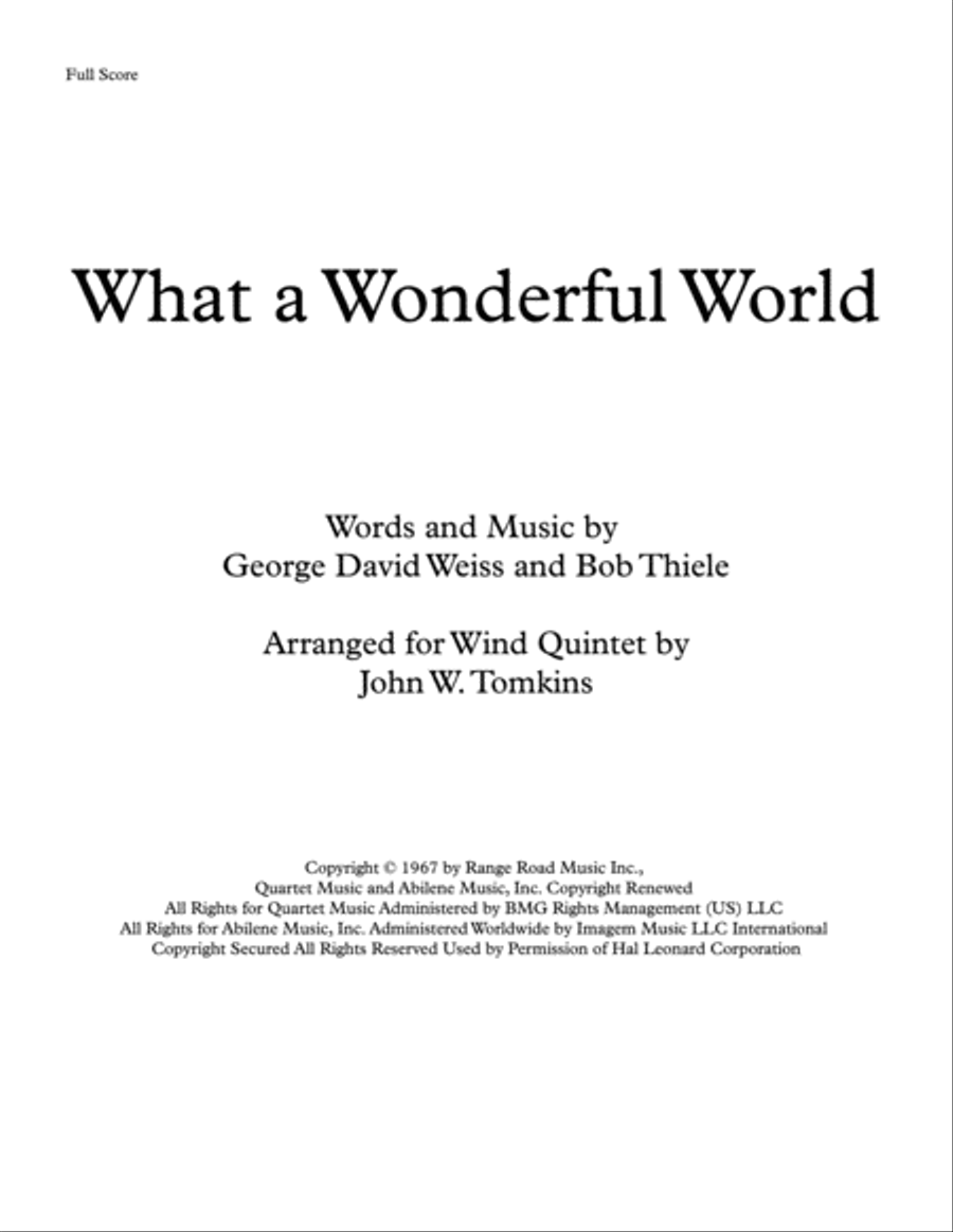What A Wonderful World Woodwind Quintet scores gallery preview page 1
