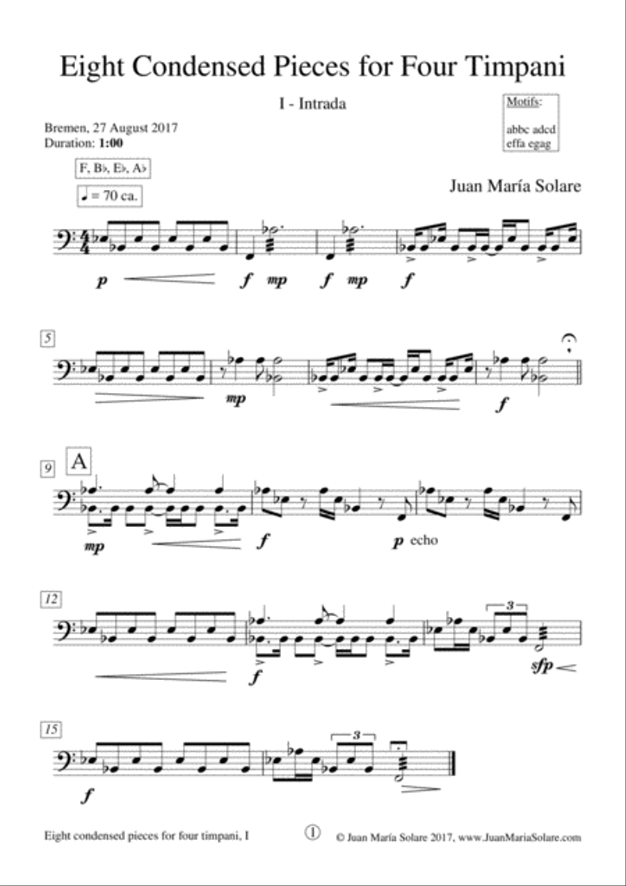 Eight Condensed Pieces for Four Timpani Percussion scores gallery preview page 4