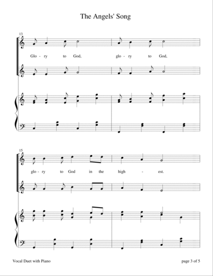 The Angels' Song (Vocal Duet, C Major) Piano scores gallery preview page 4