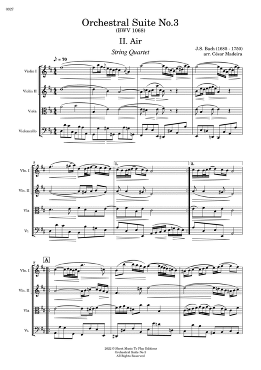 Air on G String - String Quartet (Full Score) - Score Only image number null