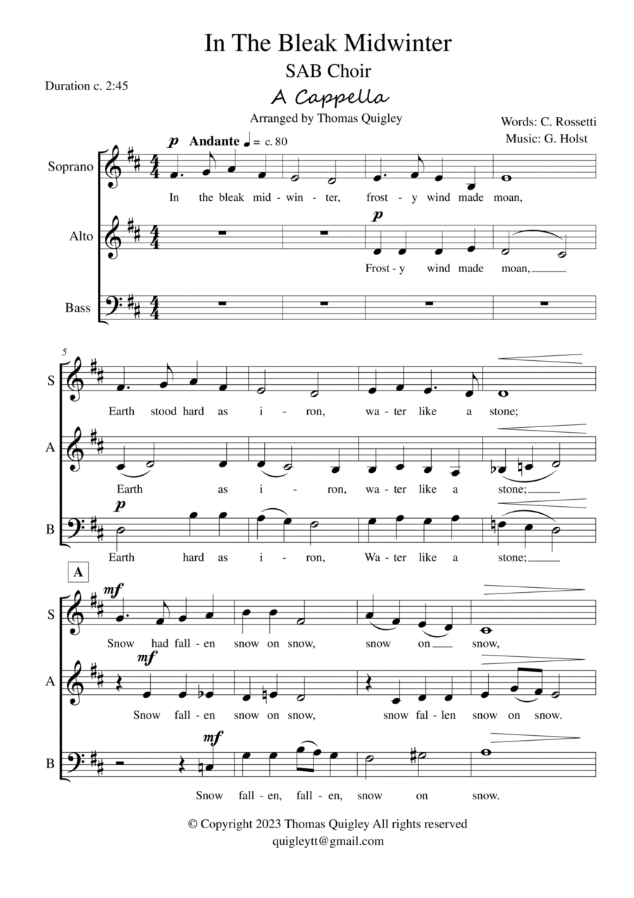 In the bleak Midwinter In the bleak Midwinter 3-Part scores gallery preview page 1