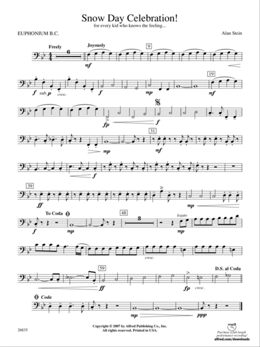 Snow Day Celebration!: Baritone B.C. Concert Band scores gallery preview page 1