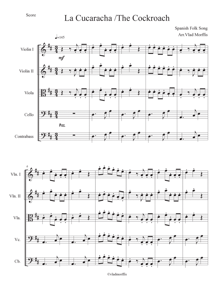 La Cucaracha - Score Only String Orchestra scores gallery preview page 1