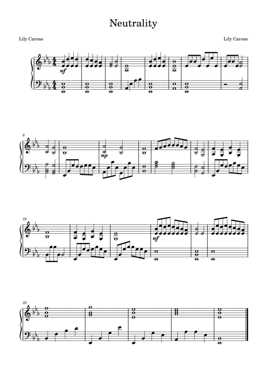 Neutrality Piano Solo scores gallery preview page 1