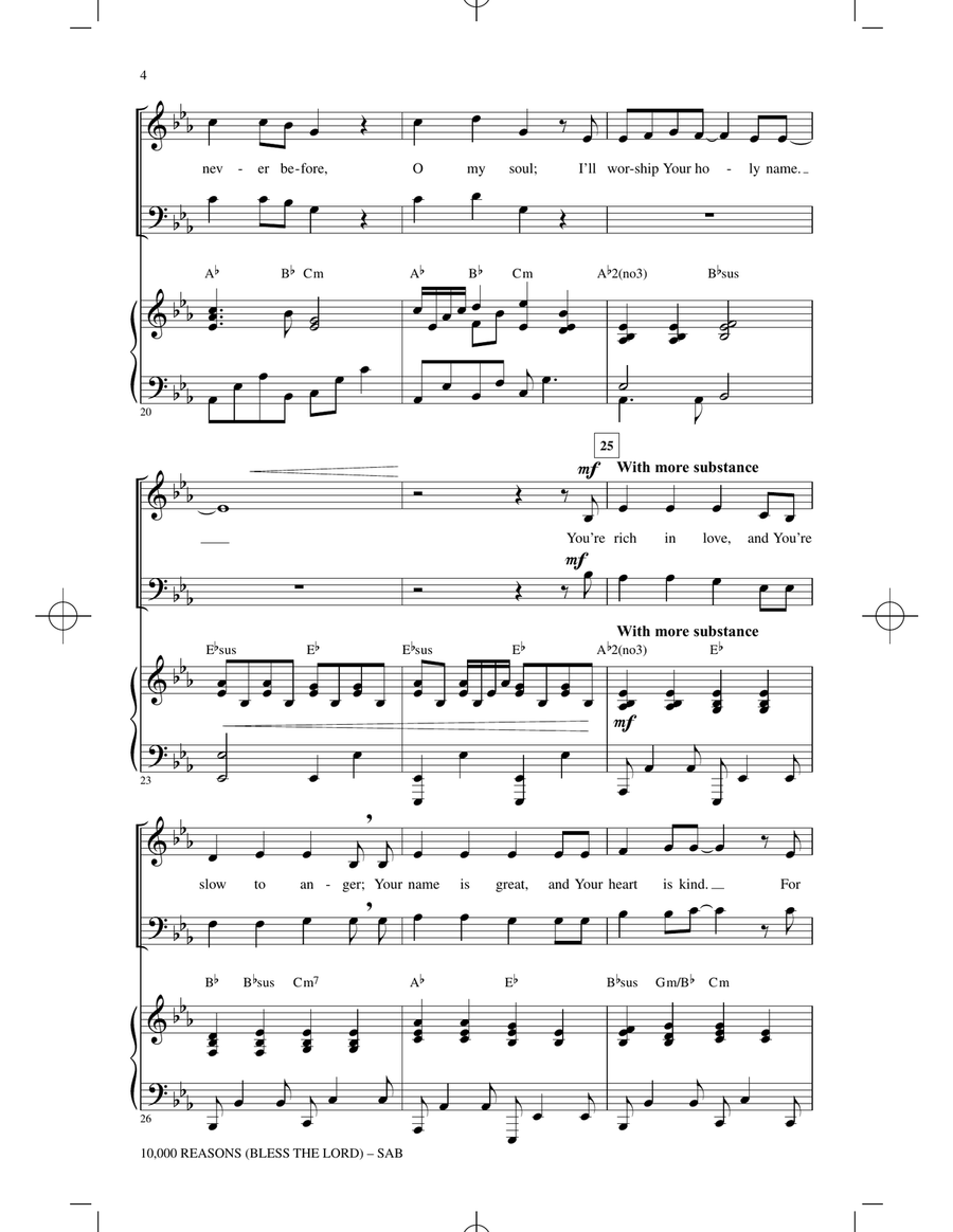 10,000 Reasons (Bless The Lord) (arr. Heather Sorenson) 3-Part scores gallery preview page 3