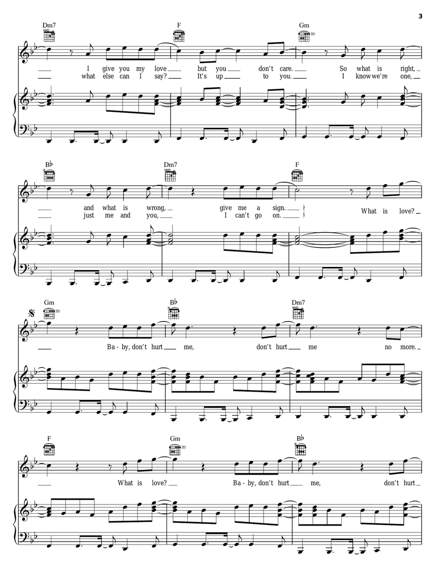 What Is Love Piano, Vocal, Guitar scores gallery preview page 3