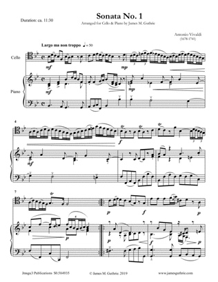 Book cover for Vivaldi: Sonata No. 1 for Cello & Piano