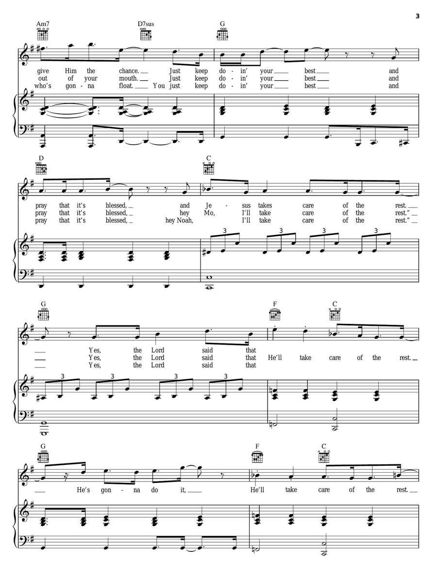 He'll Take Care Of The Rest Piano, Vocal, Guitar scores gallery preview page 3