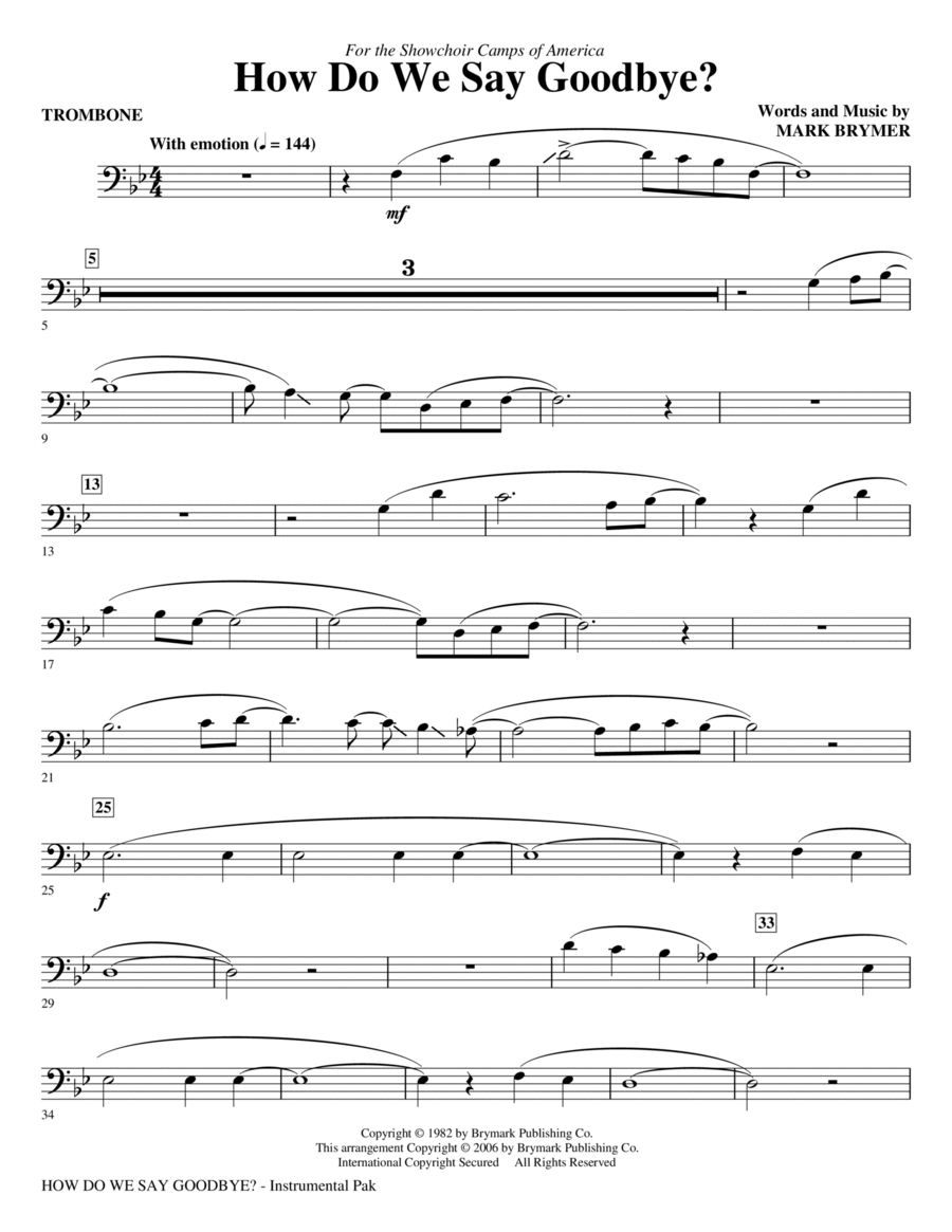 How Do We Say Goodbye? - Trombone