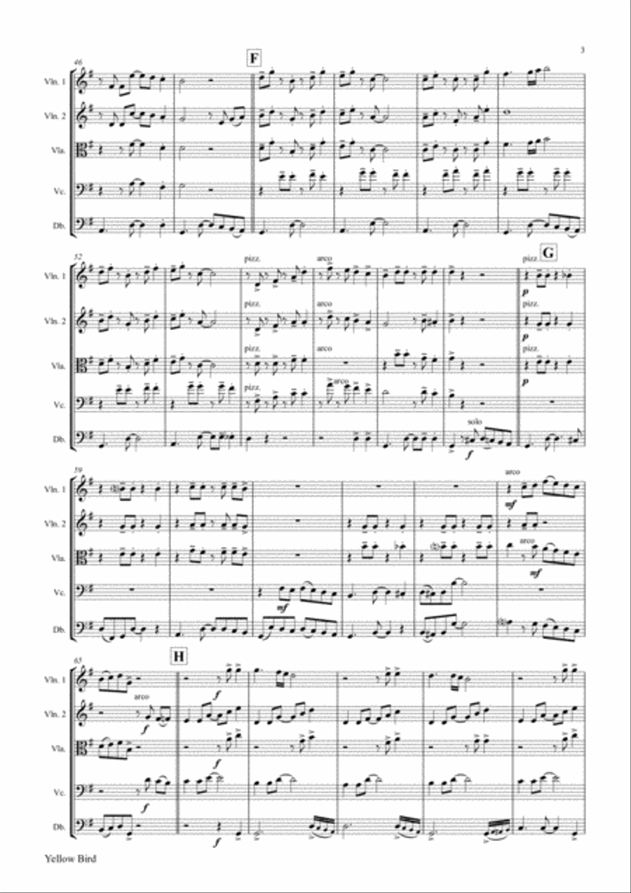Yellow Bird - Haitian Folk Song - Calypso - String Orchestra String Orchestra scores gallery preview page 4