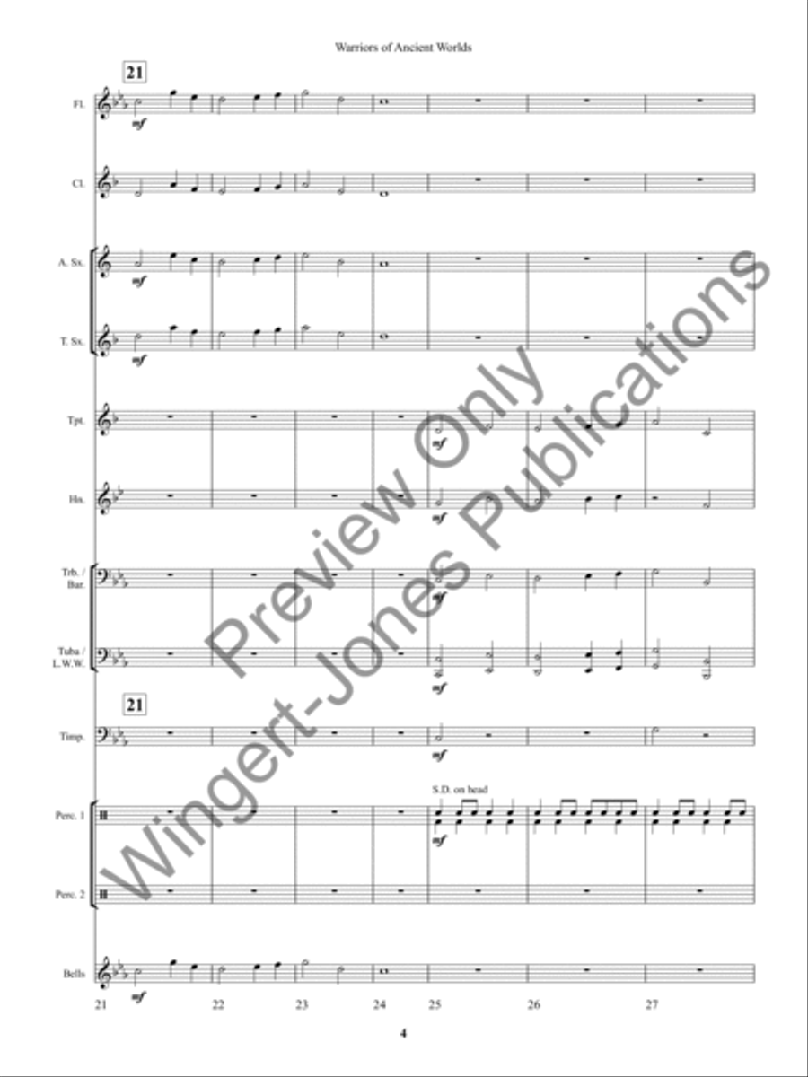 Warriors of Ancient Worlds Concert Band scores gallery preview page 7