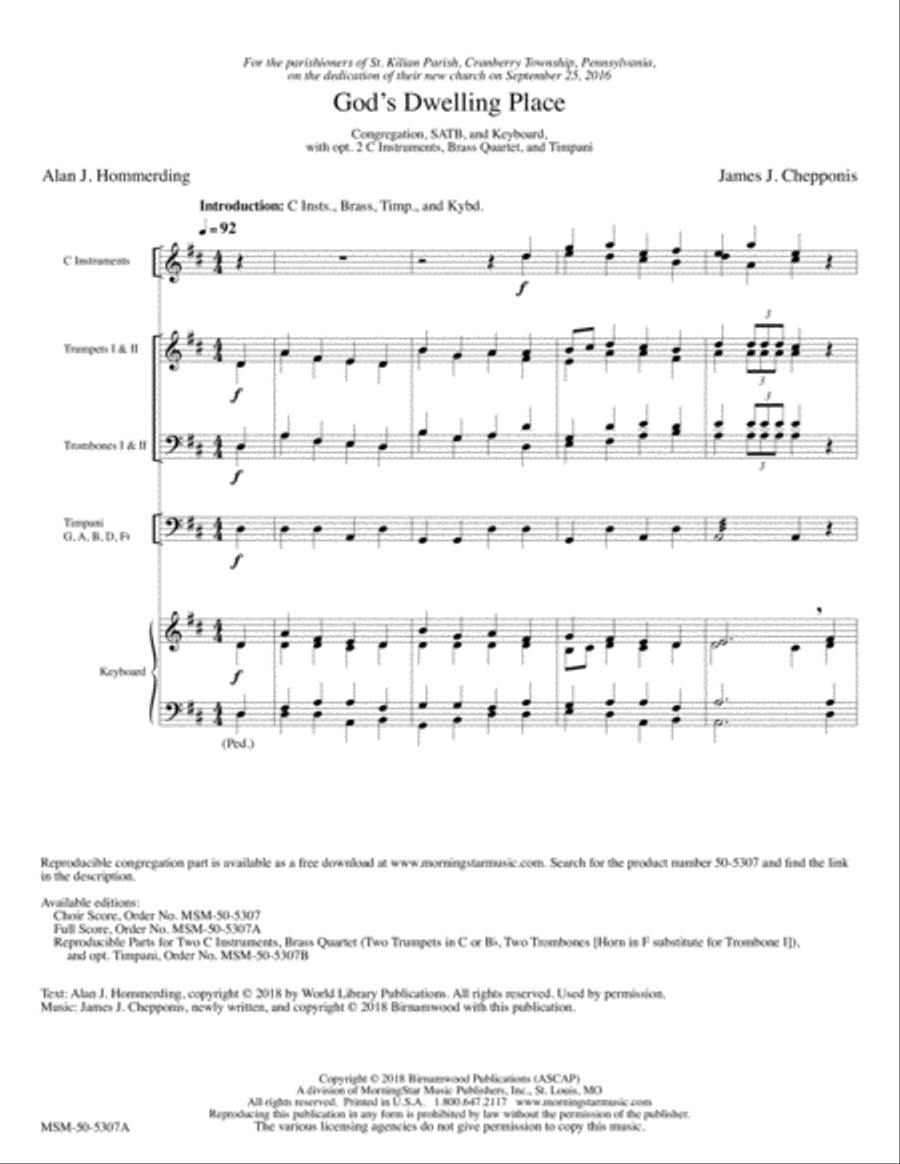 God's Dwelling Place God's Dwelling Place Choir scores gallery preview page 1