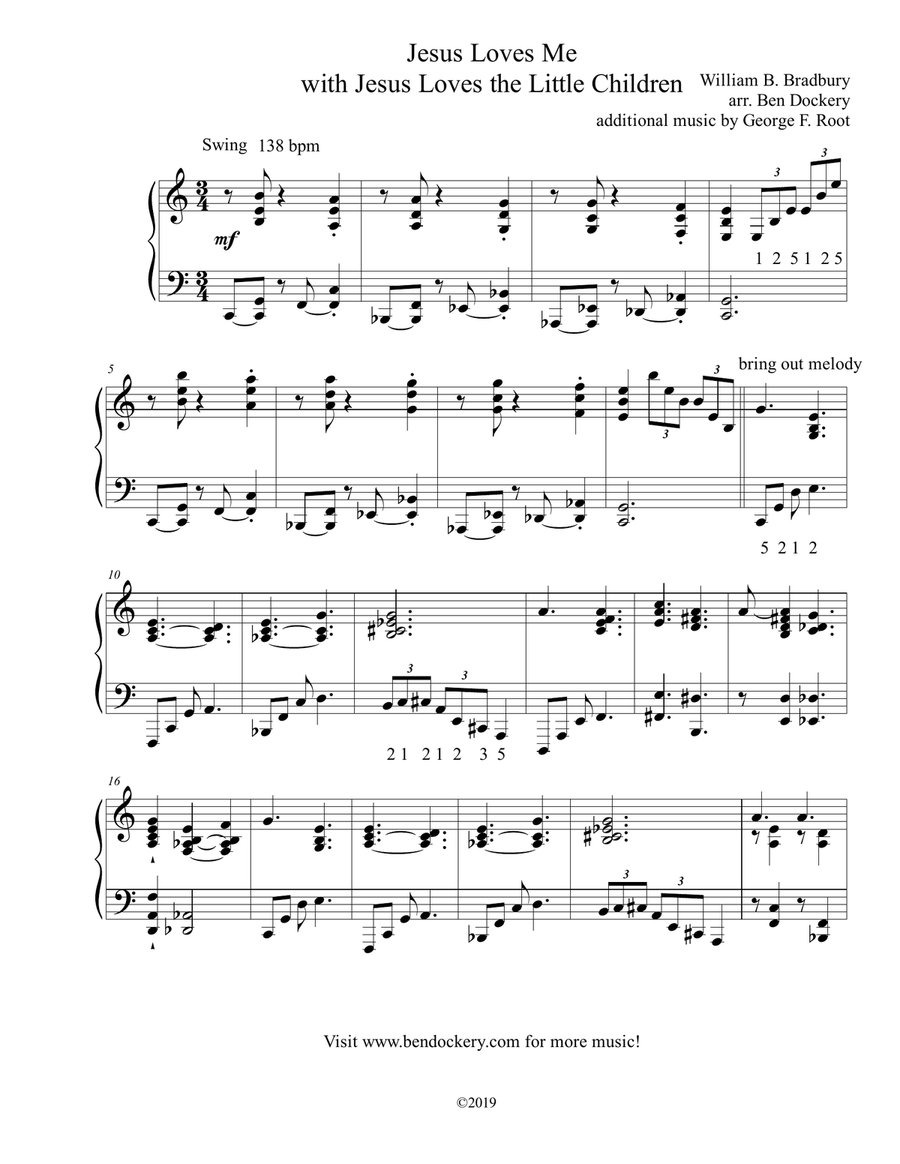 Jesus Loves Me (with Jesus Loves the Little Children) Piano Solo scores gallery preview page 1