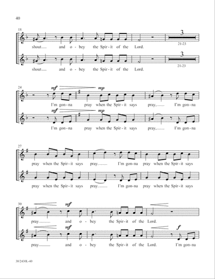 Simply Spirituals Unison Choir scores gallery preview page 41