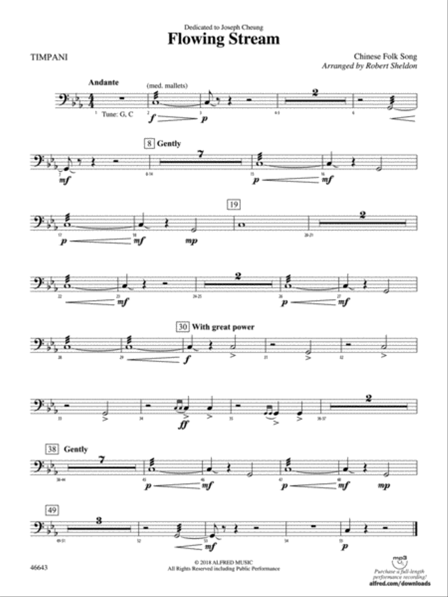 Flowing Stream: Timpani Flowing Stream: Timpani Concert Band scores gallery preview page 1