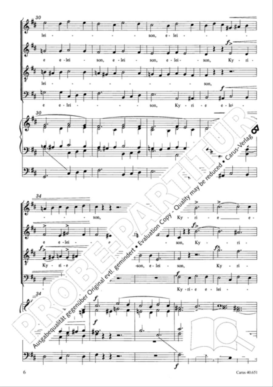 Mass in D Major (Missa in D) 4-Part scores gallery preview page 15
