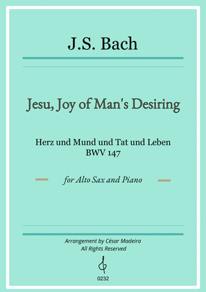 Book cover for Jesu, Joy of Man's Desiring - Alto Sax and Piano (Full Score)