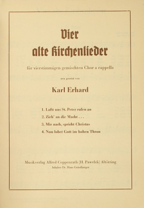 Book cover for Erhard, 4 alte Kirchenlieder