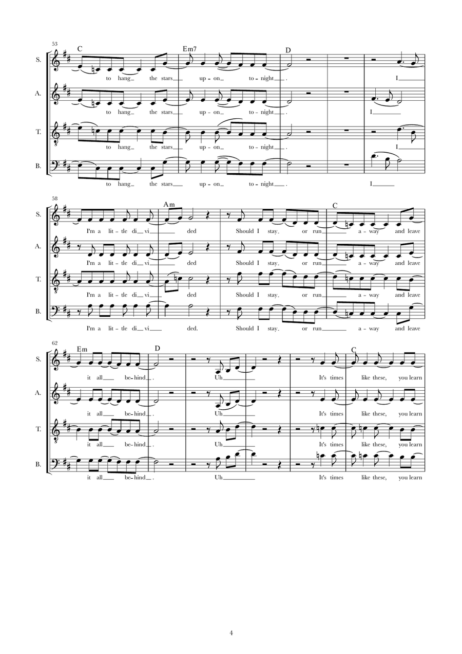 Times Like These 4-Part scores gallery preview page 4