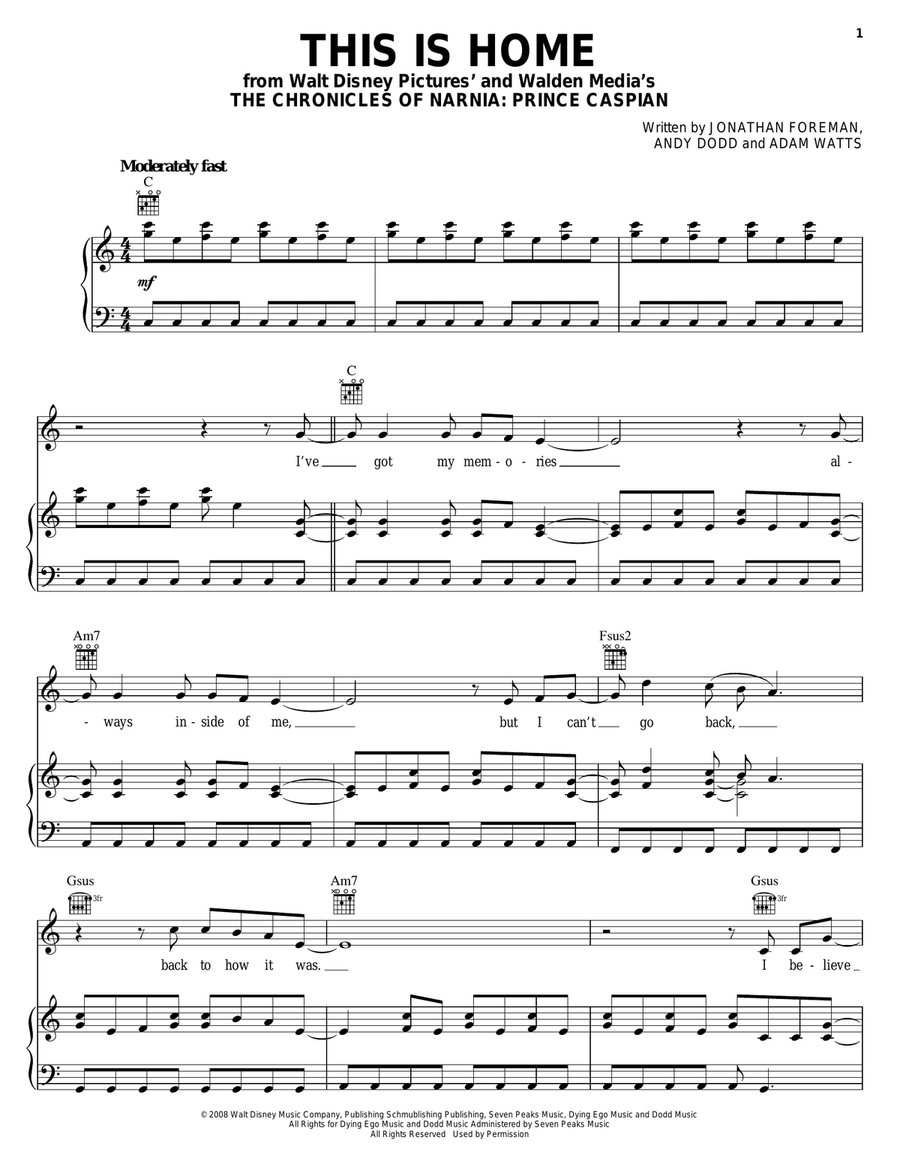 This Is Home Piano, Vocal, Guitar scores gallery preview page 1