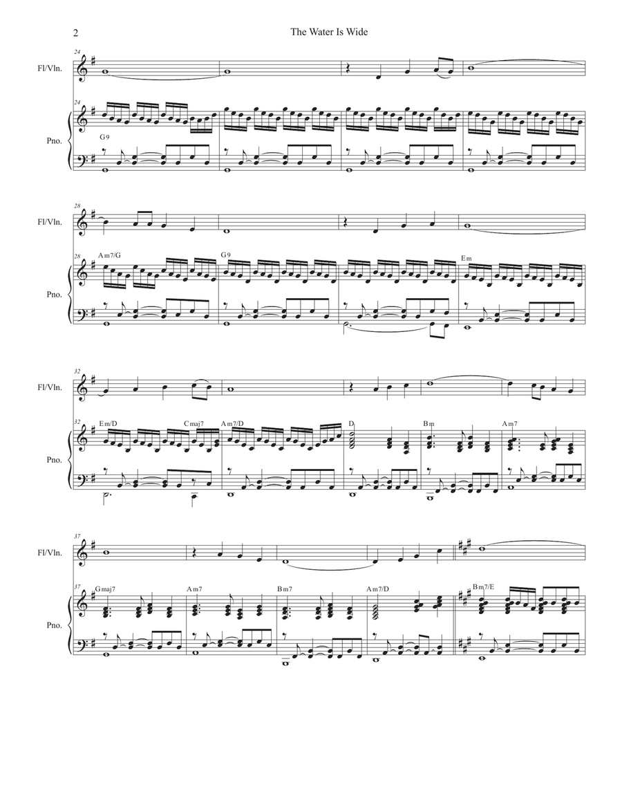 The Water Is Wide (O Waly, Waly) (Flute or Violin solo and Piano) The Water Is Wide (O Waly, Waly) (Flute or Violin solo and Piano) Flute Solo scores gallery preview page 2