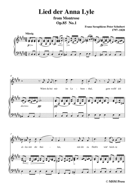 Schubert-Lied der Anna Lyle,Op.85 No.1,in c sharp minor,for Voice&Piano image number null