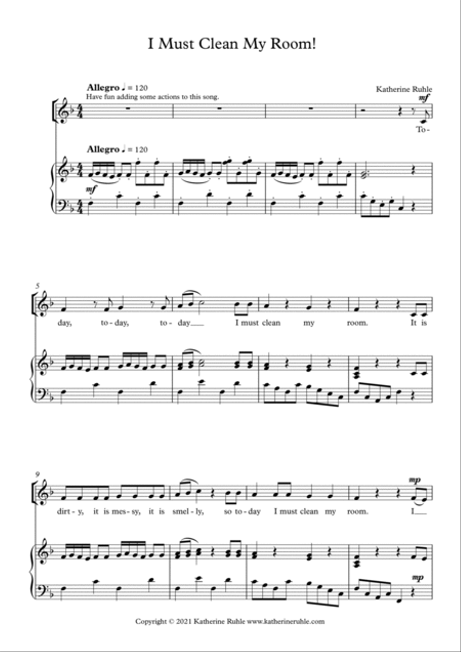 I Must Clean My Room I Must Clean My Room Unison Choir scores gallery preview page 2