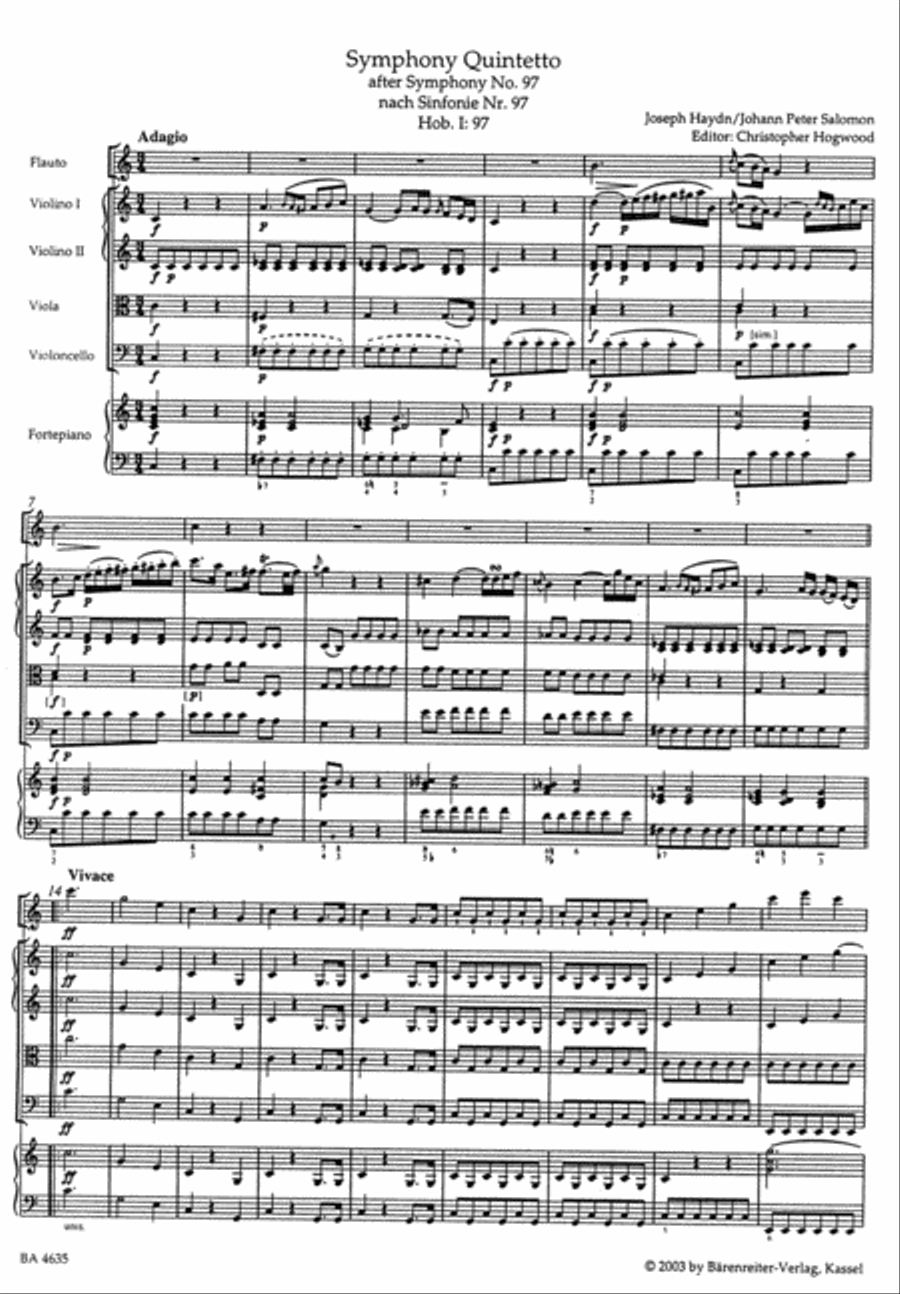 Symphony Quintetto C major Hob. I:97 Flute scores gallery preview page 2