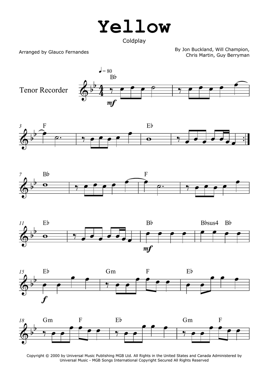 Yellow Chamber Music scores gallery preview page 1