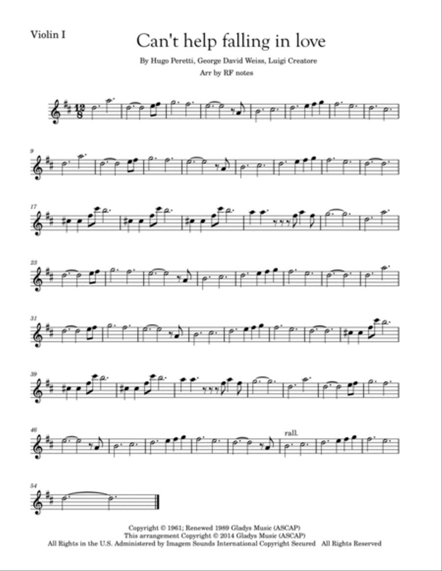 Can't Help Falling In Love String Quartet scores gallery preview page 5