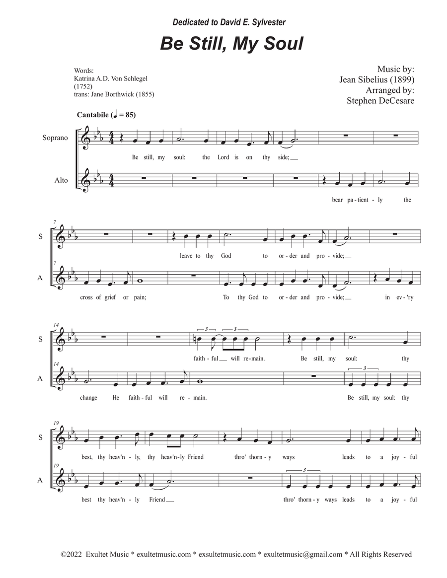 Be Still, My Soul (Duet for Soprano and Alto solo)