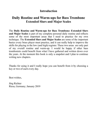 Book cover for Daily Routine and Warm-ups for Bass Trombone - Extended Slurs and Major Scales