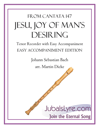 Book cover for Jesu, Joy of Man’s Desiring (Tenor Recorder with Easy Accompaniment)