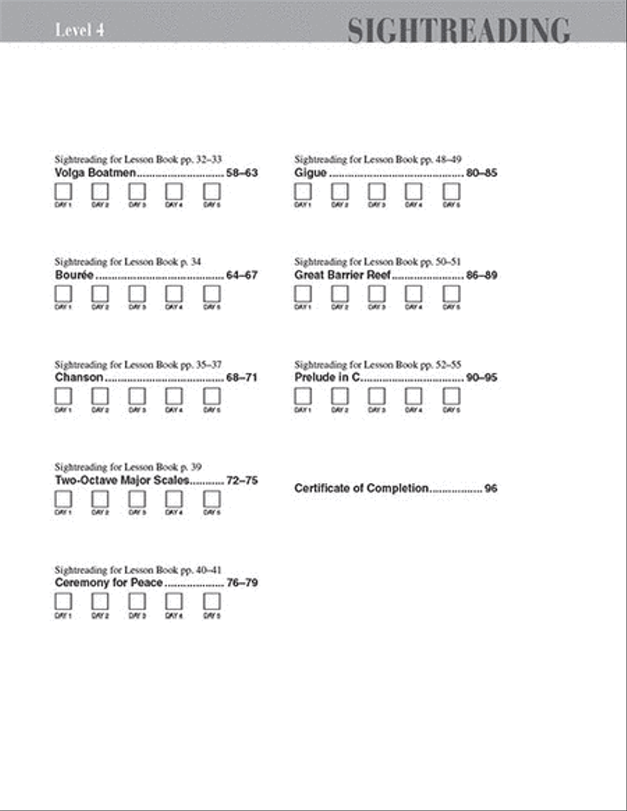 Level 4 - Sightreading Book Piano Method scores gallery preview page 3
