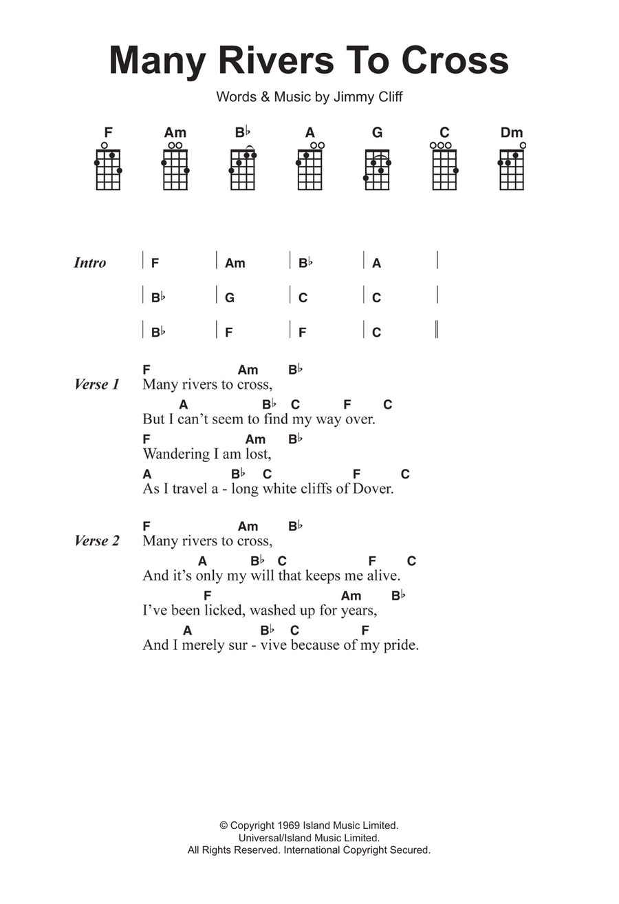 Many Rivers To Cross Ukulele scores gallery preview page 1