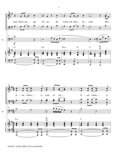 I KNOW (SATB Choir, Cello and Piano) image number null