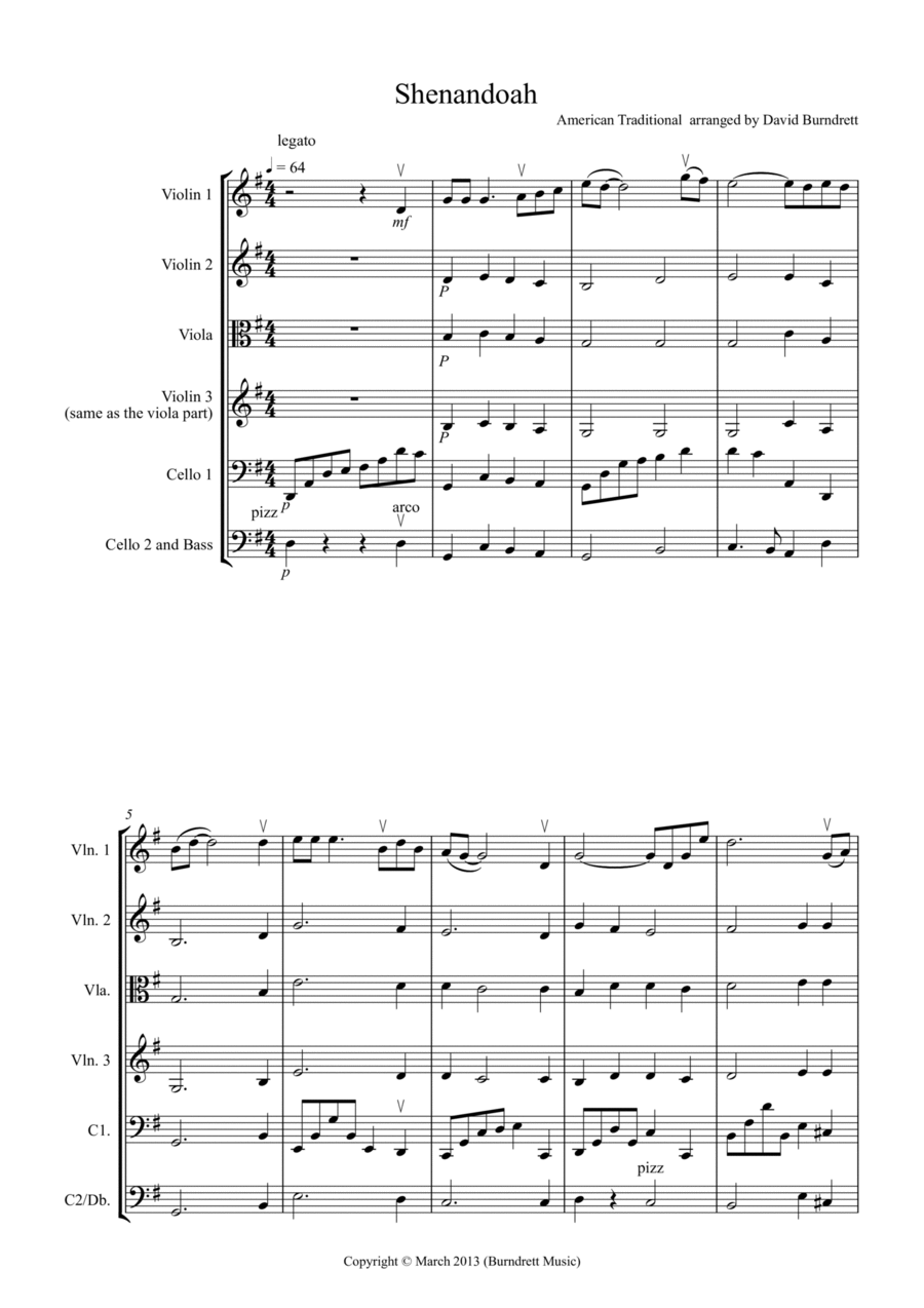 Shenandoah for String Orchestra image number null