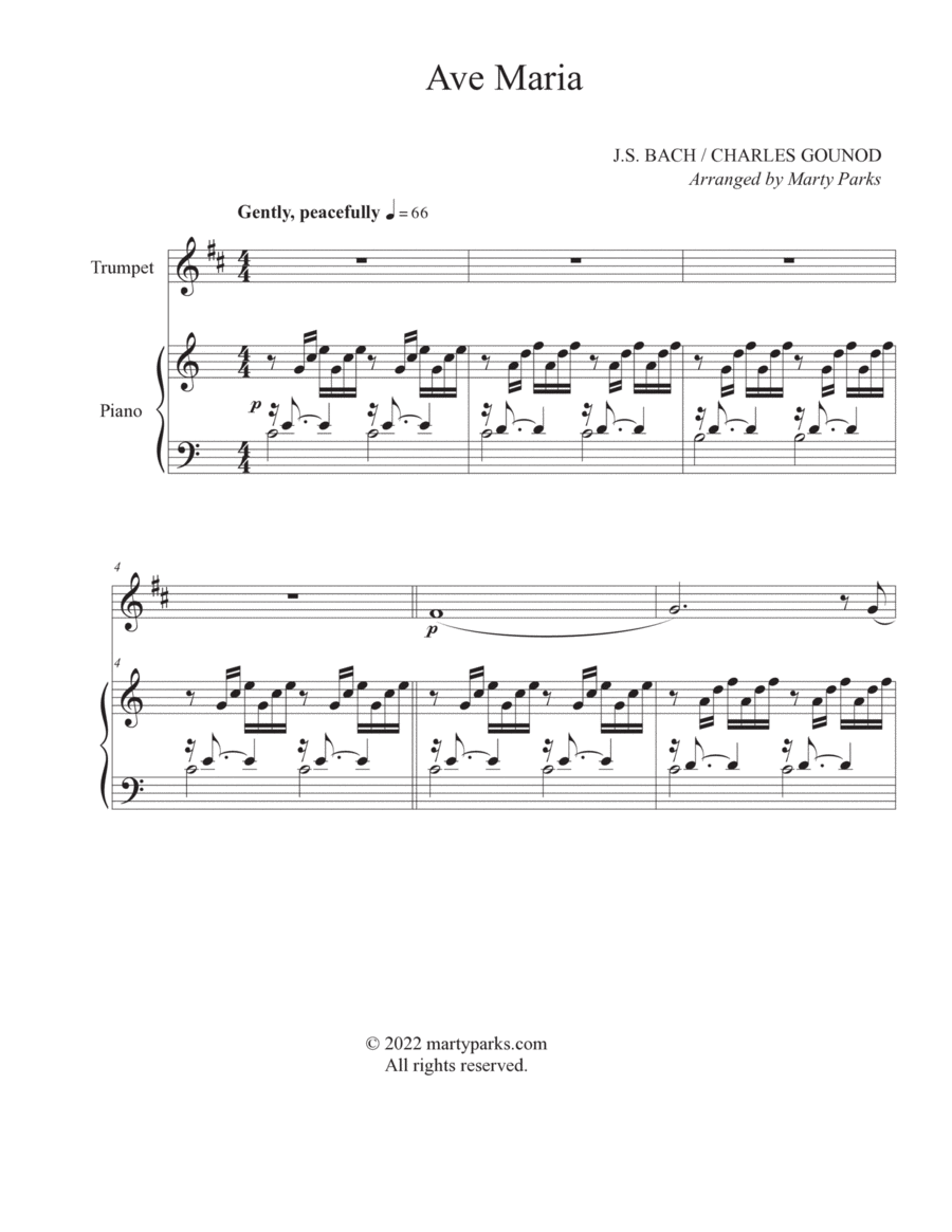 Ave Maria (Trumpet-Piano) Trumpet Solo scores gallery preview page 1