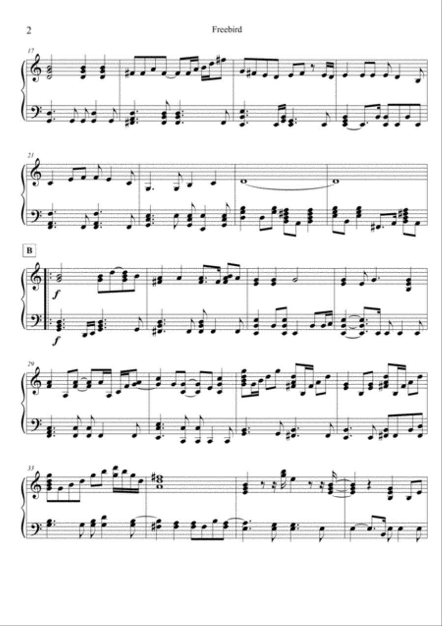 Free Bird Piano Solo scores gallery preview page 3