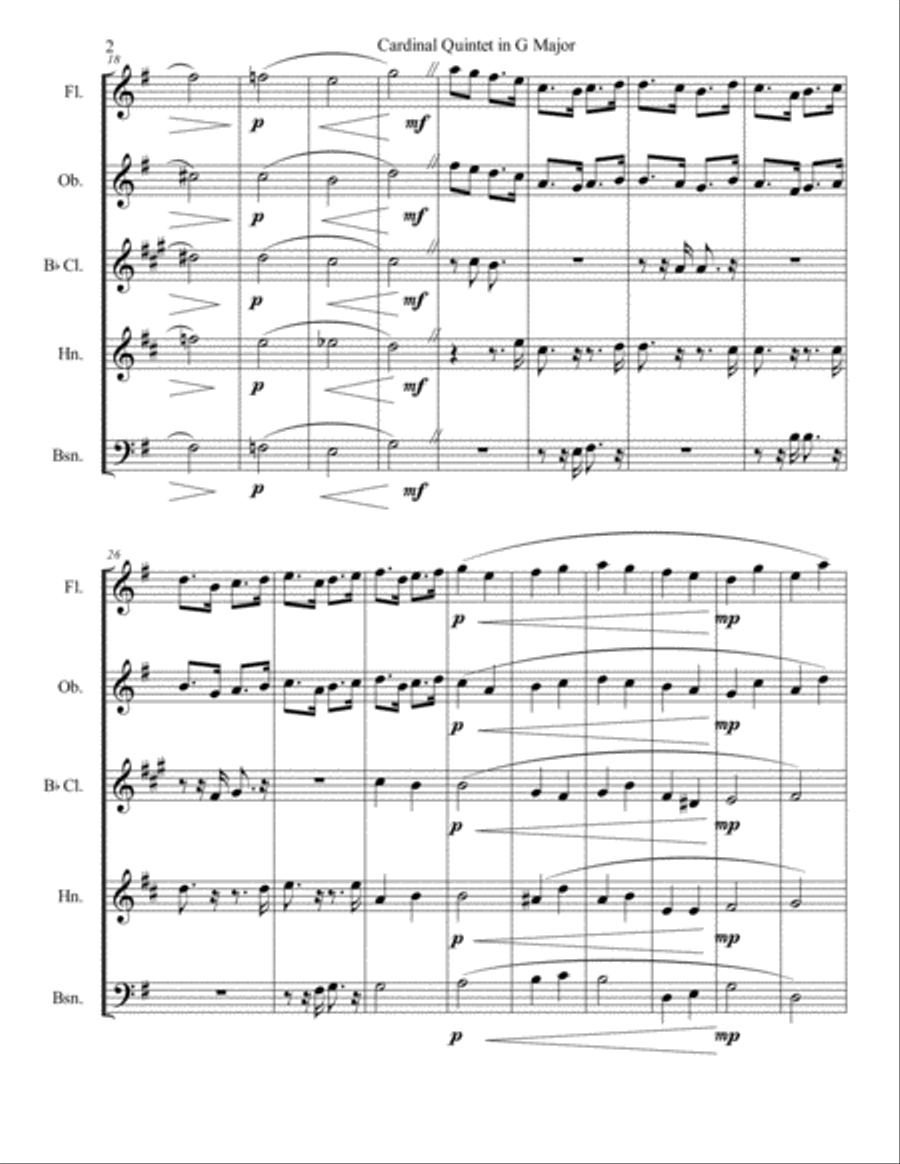 Cardinal Quintet in G Major Woodwind Quintet scores gallery preview page 3