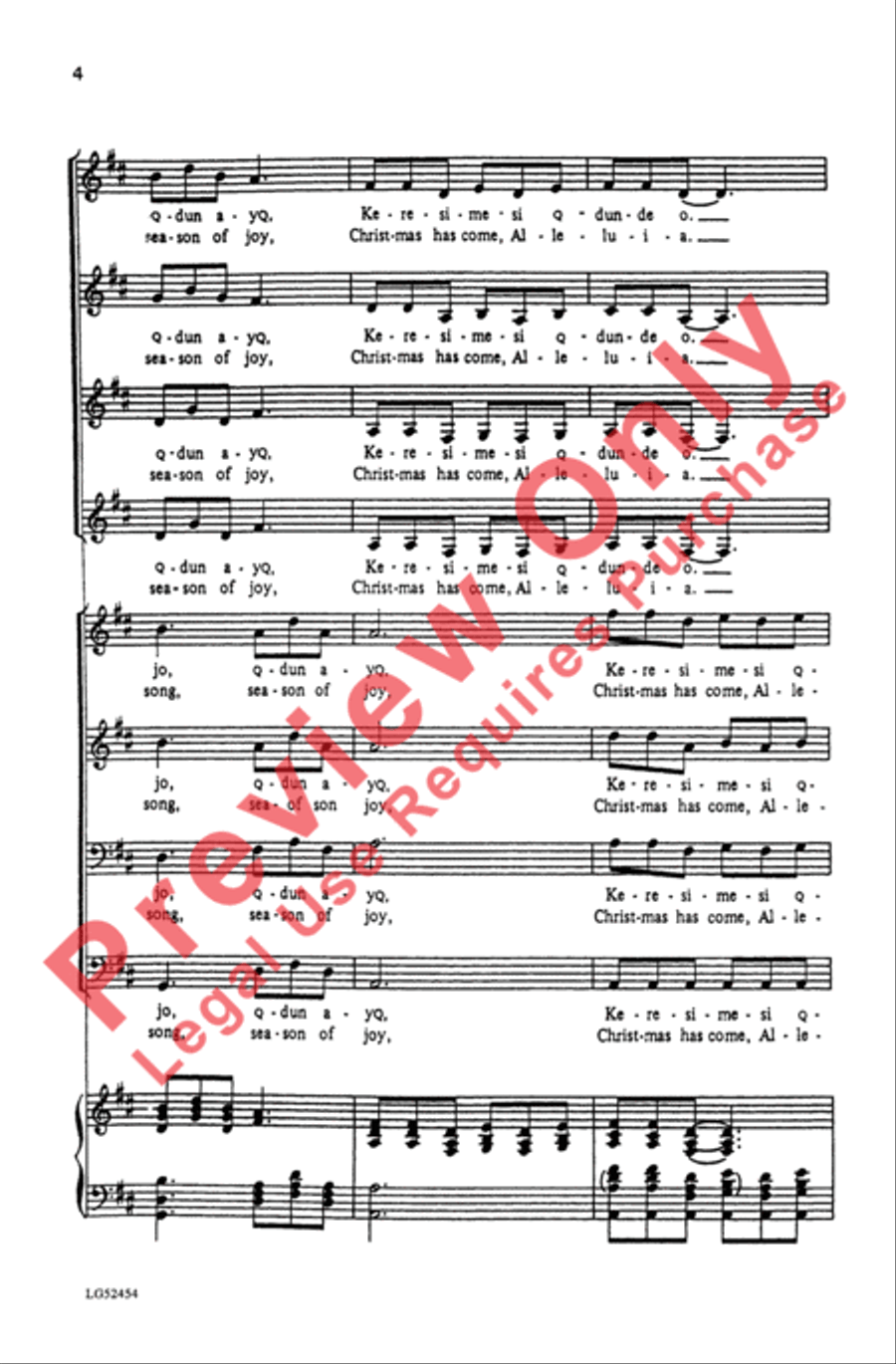 Keresimesi Qdun De O Keresimesi Qdun De O 4-Part scores gallery preview page 4